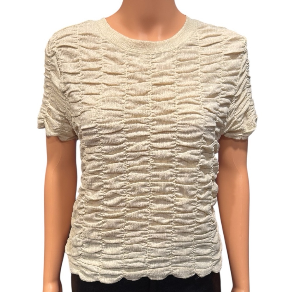 NWOT HOUSE OF HARLOW 1960 Short Sleeve Ruched Lightweight Stretchy Top Large